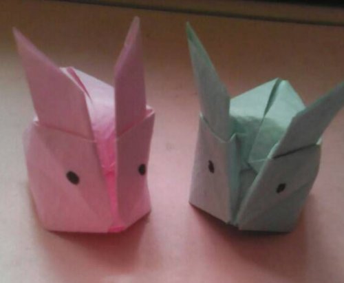 折纸兔子的折法图解-超可爱的气球小兔