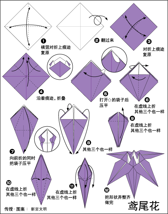 儿童折纸，简单折纸教程之鸢尾花折纸方法