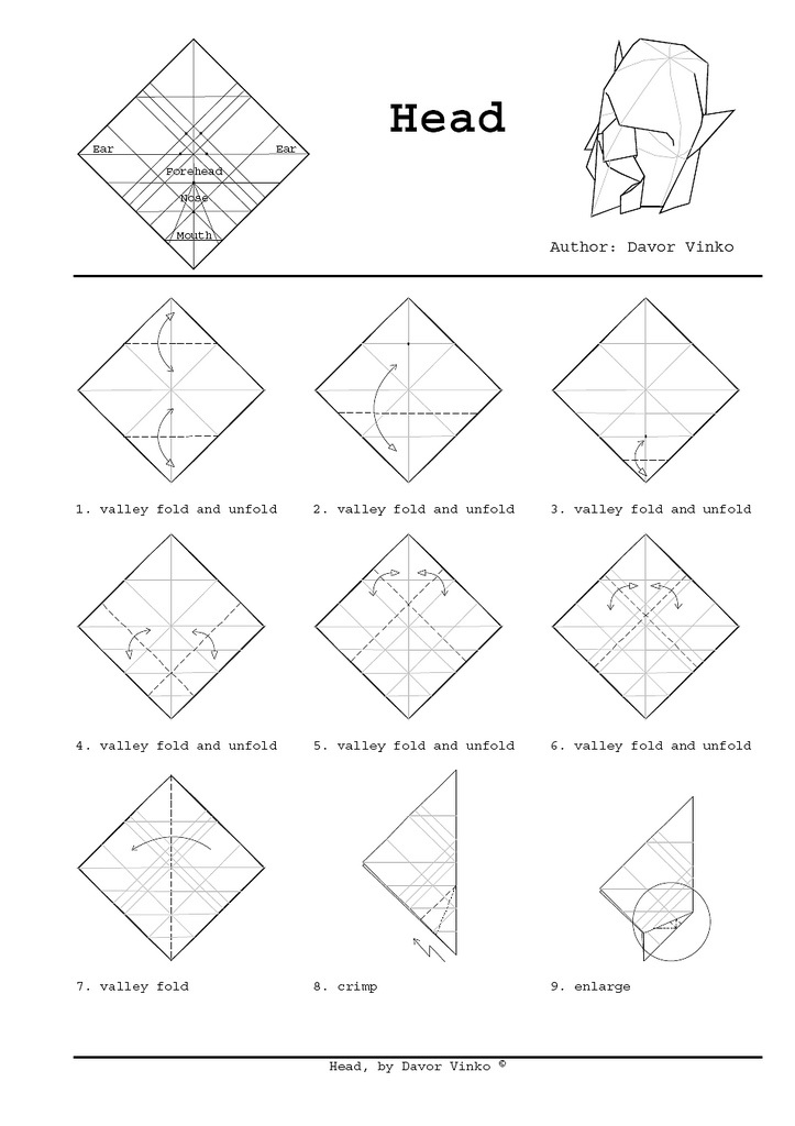 折纸人物，一款人物头像的折纸图解教程
