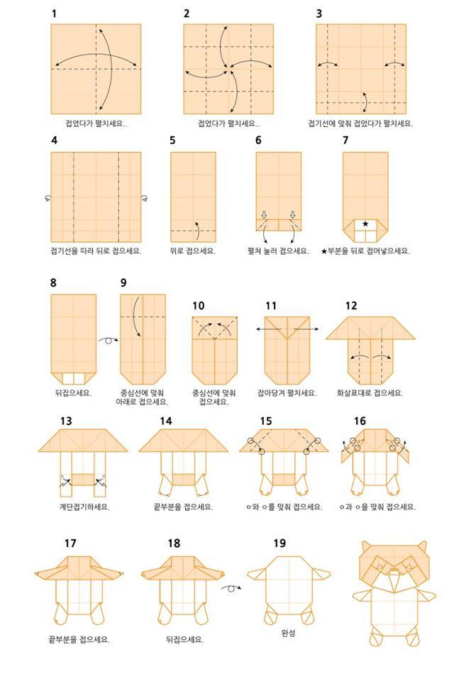 纸艺手工制作教程，Jassu 组合折纸卡通小熊 手工折纸图纸教程