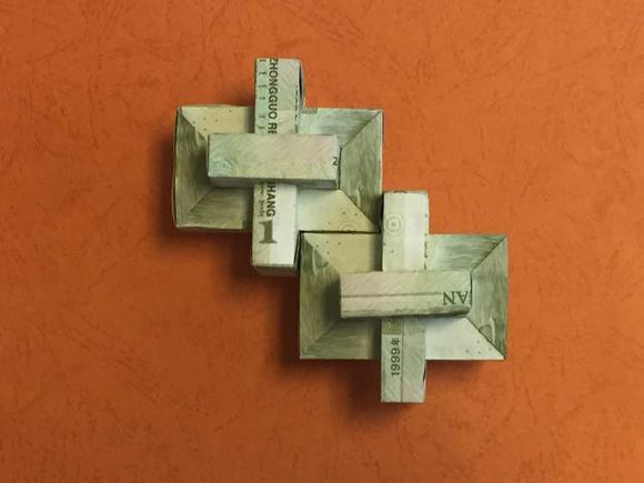 【纸币折纸教程】鲁班锁折折纸方法+实拍
