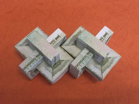 【纸币折纸教程】鲁班锁折折纸方法+实拍