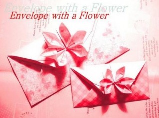 一枚精致的开着一朵美丽小花的信封，漂亮的六花瓣信封折纸方法