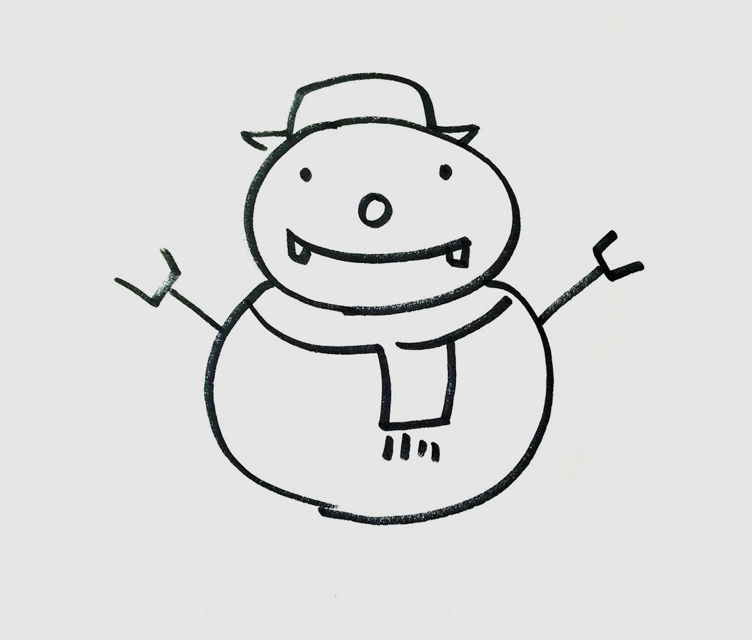 雪中的雪人简笔画画法图片步骤💛巧艺网