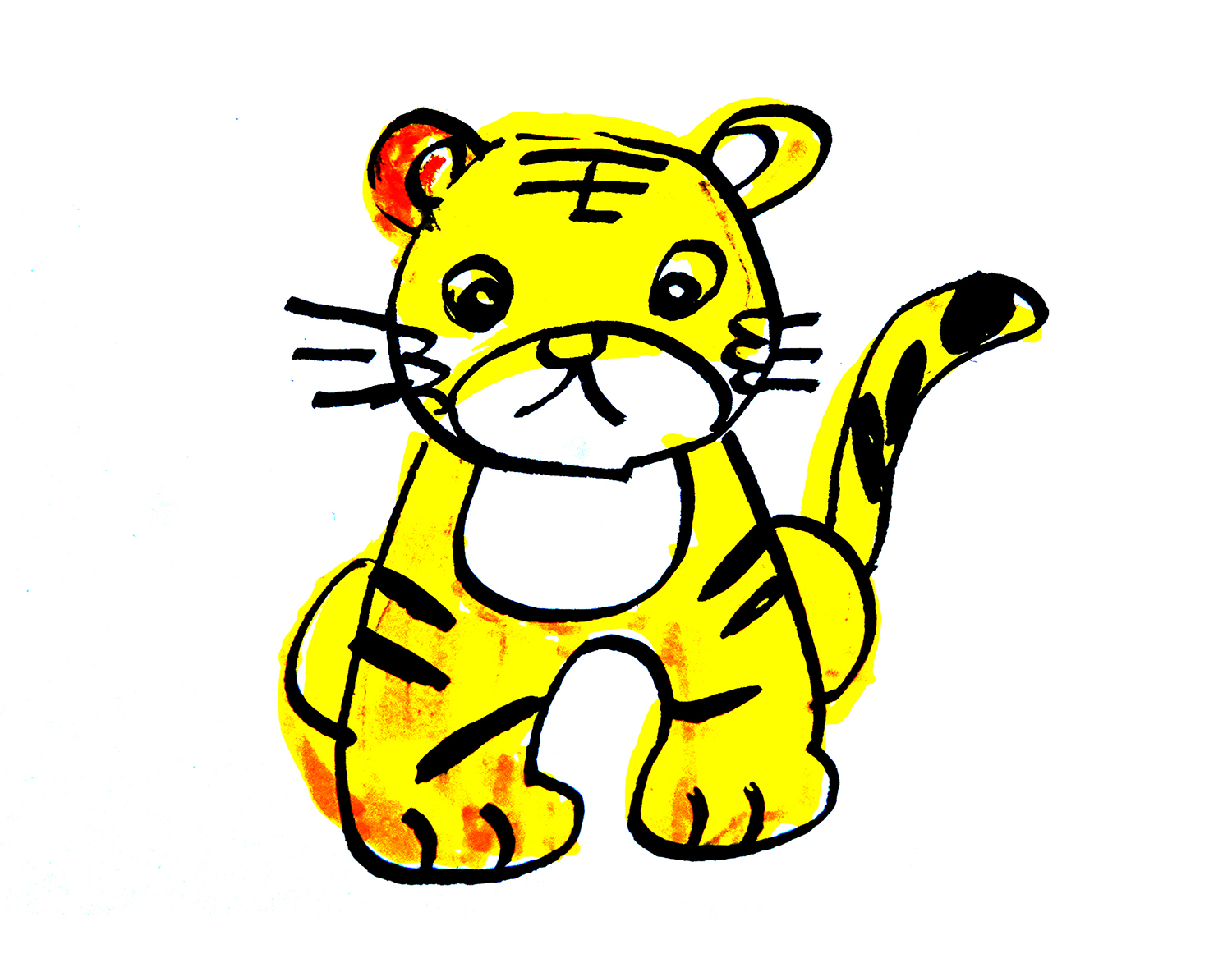 色彩小老虎的画法步骤 简单简笔画 肉丁儿童网