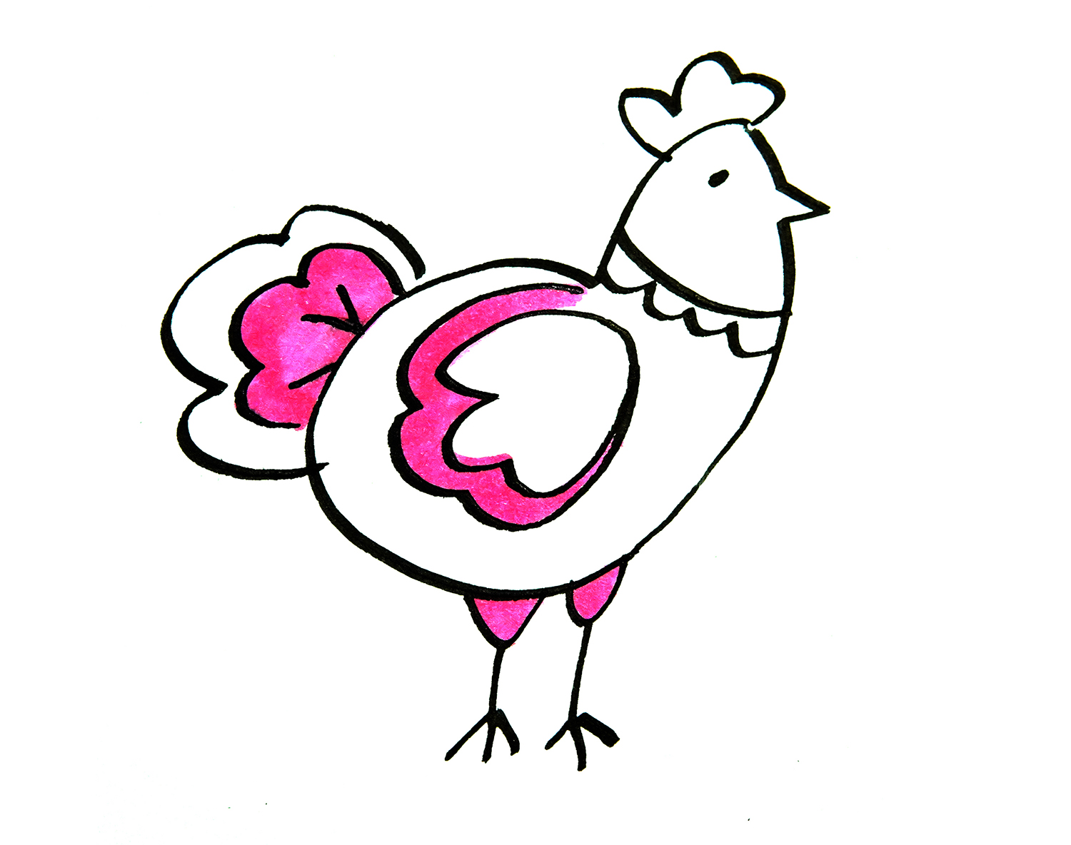 彩色大公鸡的画法 儿童简单有趣的简笔画教程 咿咿呀呀儿童手工网