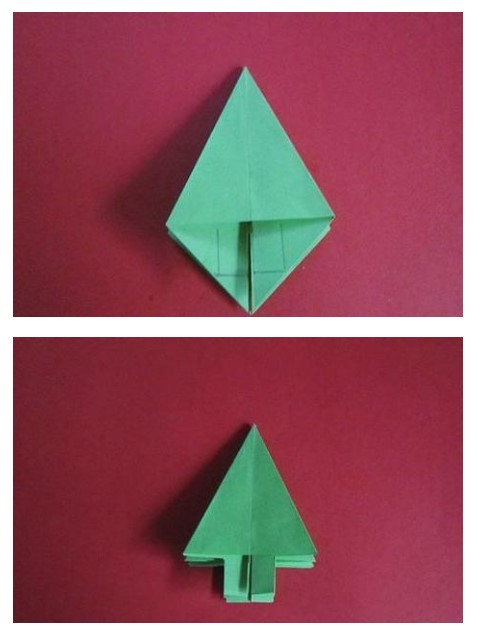 儿童折纸手工制作教程-简单的圣诞树折法