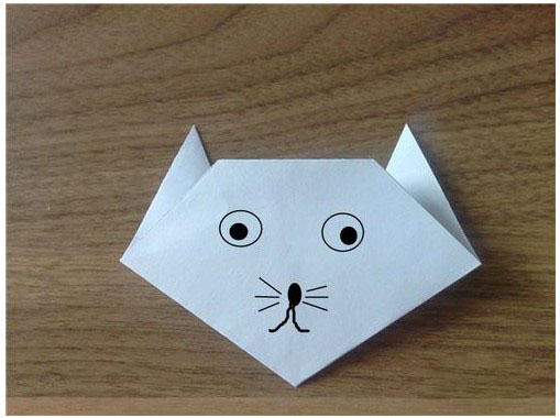 儿童折纸手工制作教程-小猫的折纸方法