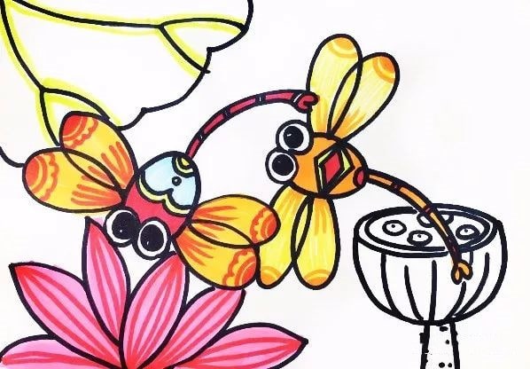 两只小蜻蜓儿童简笔画图片