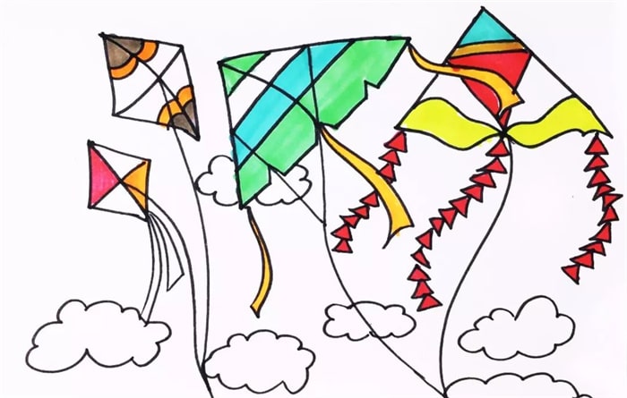 天上的风筝儿童简笔画怎么画