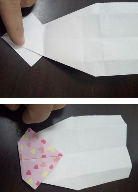 儿童折纸手工制作教程，爱心笔帽怎么折图解