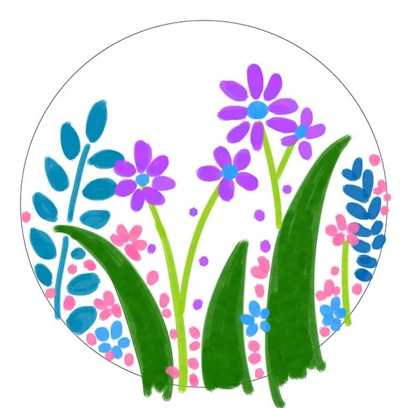 春天主题儿童画《花丛里的蜜蜂》