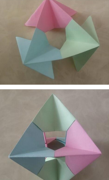 儿童简单折纸手工制作教程，折纸陀螺步骤图片