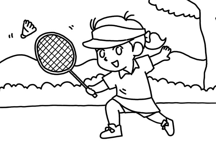 小女孩打羽毛球儿童简笔画