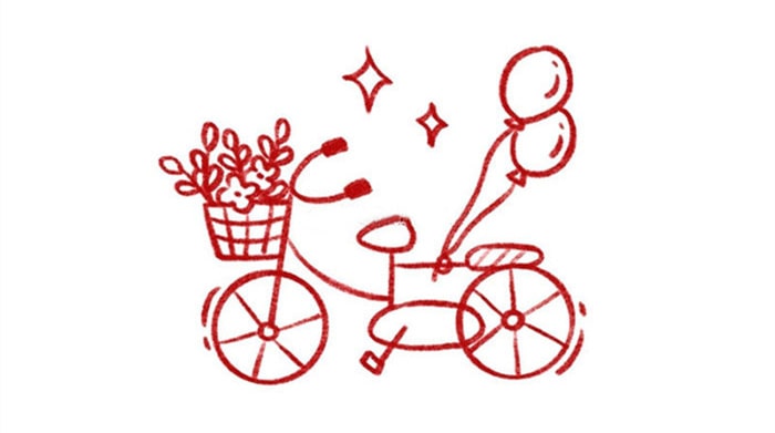 浪漫的自行车简笔画怎么画