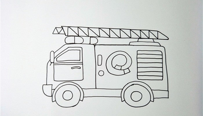 消防车简笔画图片带颜色