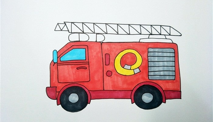 消防车简笔画图片带颜色