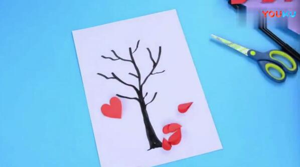 爱心树卡纸贴画手工制作步骤