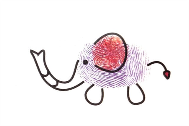 大象手指画画法步骤