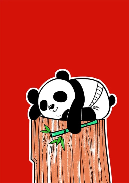 大熊猫简笔画《黑白的我，彩色的梦》