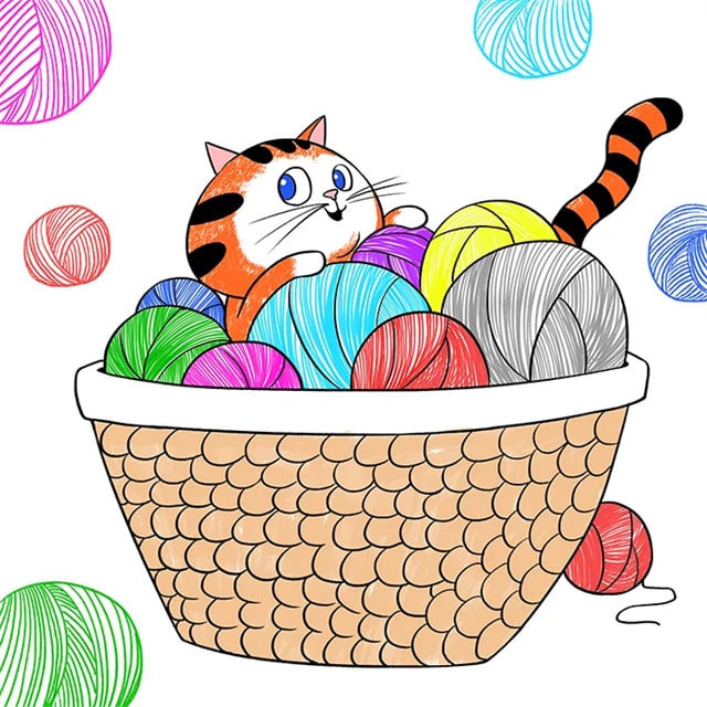 创意少儿美术课程分享《猫和毛线团》