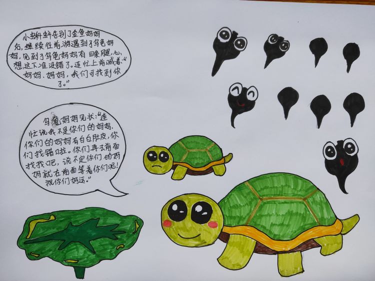 《小蝌蚪找妈妈的故事》儿童绘画作品