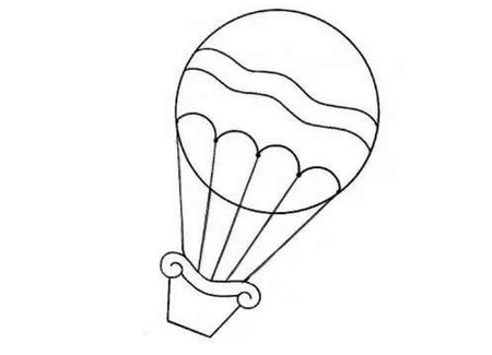 彩色卡通热气球简笔画画法步骤图片