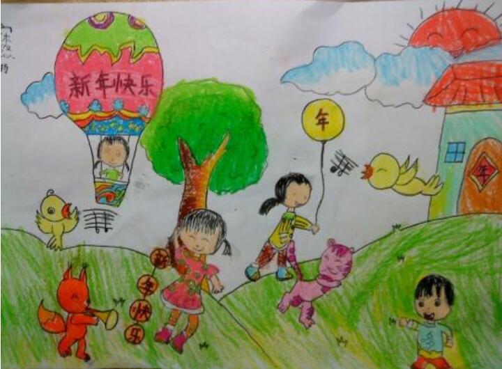 2021牛年春节新年儿童画图片（30p）
