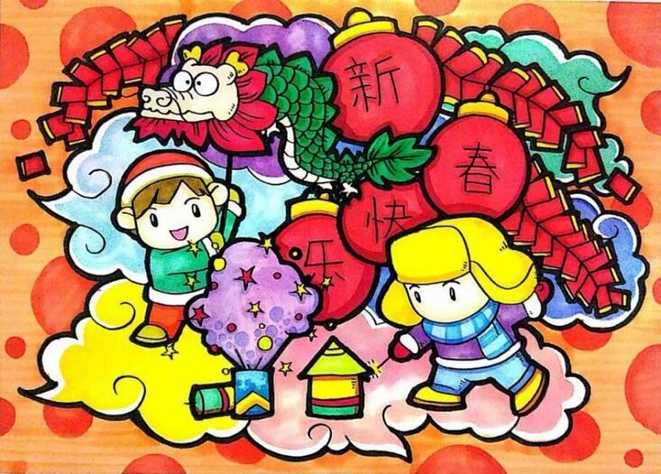 2021牛年春节新年儿童画图片（30p）