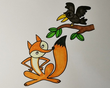 狐狸和乌鸦的简笔画教程