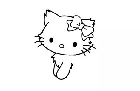 戴蝴蝶结的猫咪简笔画画法图片