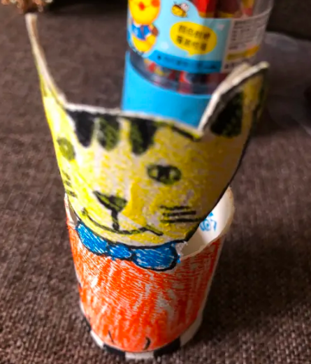 幼儿园手工制作，卫生纸筒变废为宝纸筒小猫咪