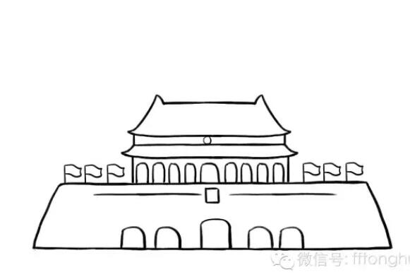 北京天安门简笔画怎么画涂色教程图片