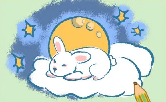 教你学画中秋节的玉兔和月亮的简笔画
