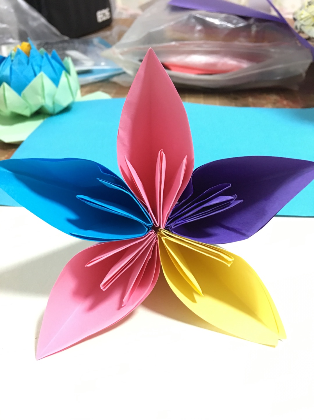 自制组合樱花简单折纸教程╭★肉丁网