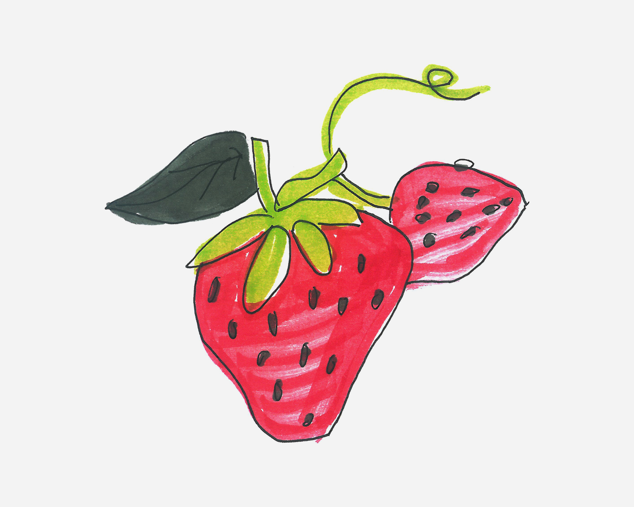 简单草莓简笔画画法图片步骤💛巧艺网