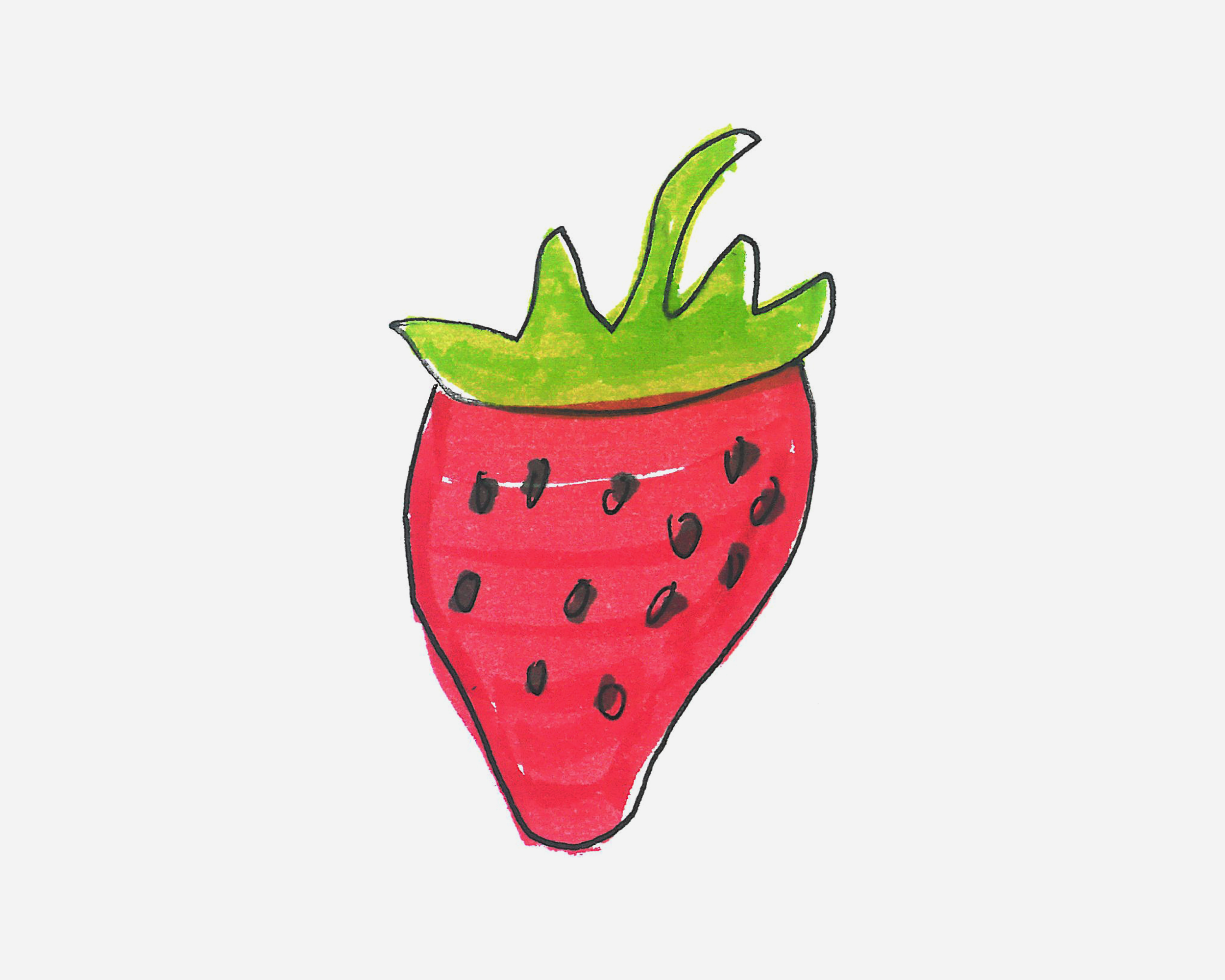一口一个 好吃的草莓简笔画_草莓简笔画