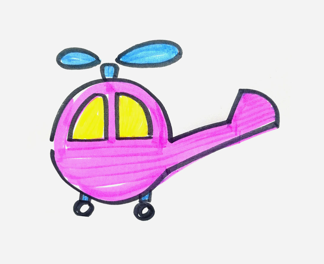 飞行的直升飞机简笔画画法图片步骤 咿咿呀呀儿童手工网