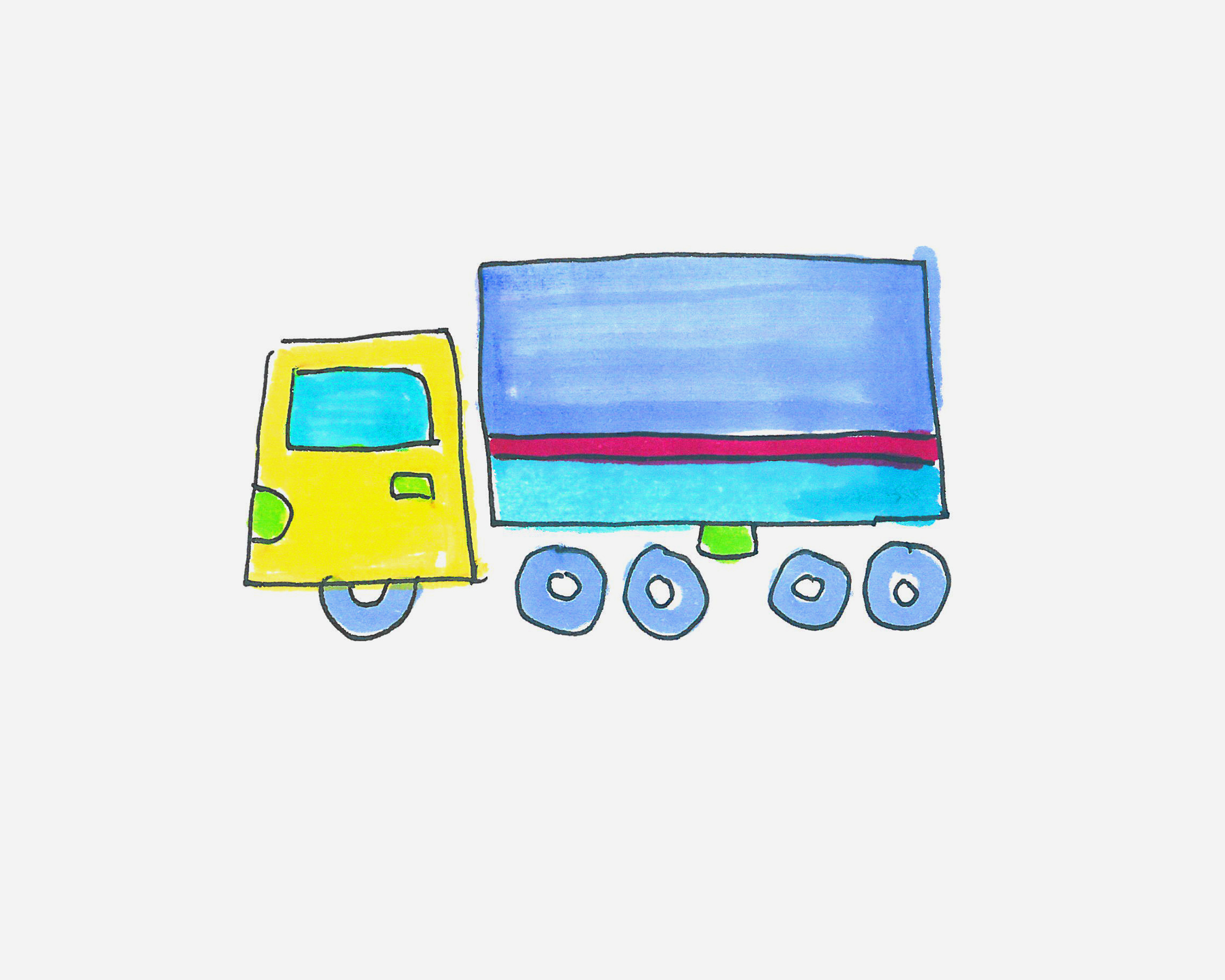 少儿简单漂亮儿童画 趣味简笔画货车怎么画图解教程 咿咿呀呀儿童手工网