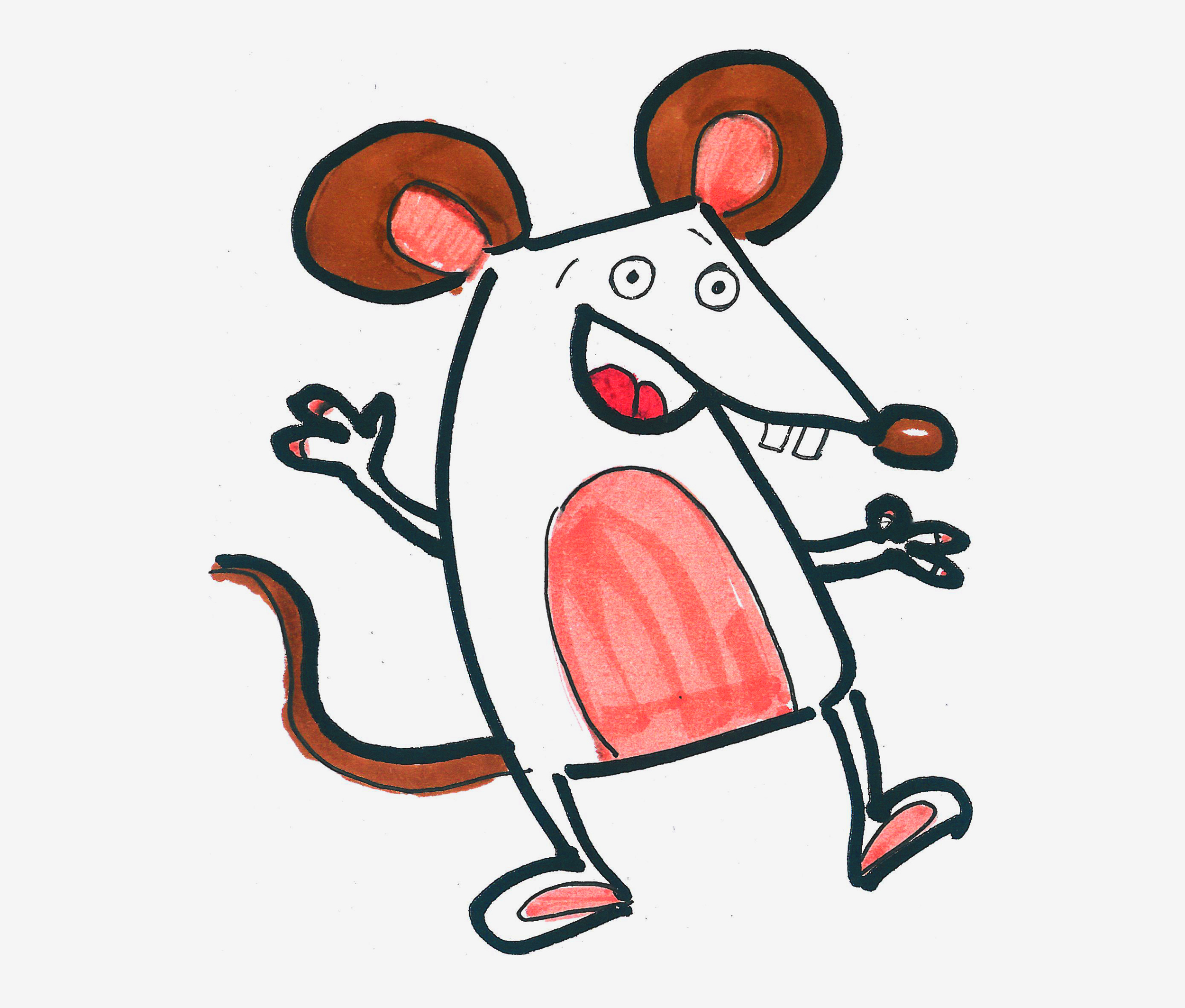 儿童画图片教程 动物简笔画老鼠的画法 肉丁儿童网