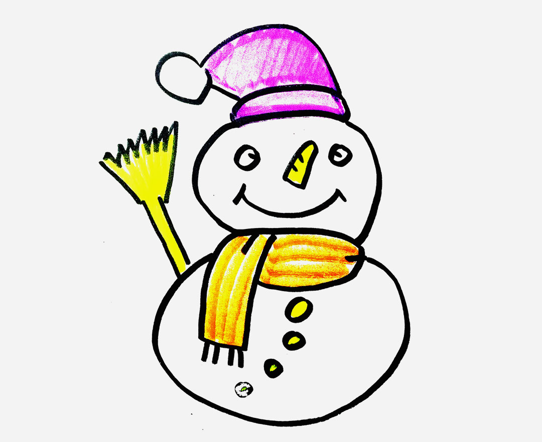 简单可爱简笔画雪人的画法图片步骤💛巧艺网