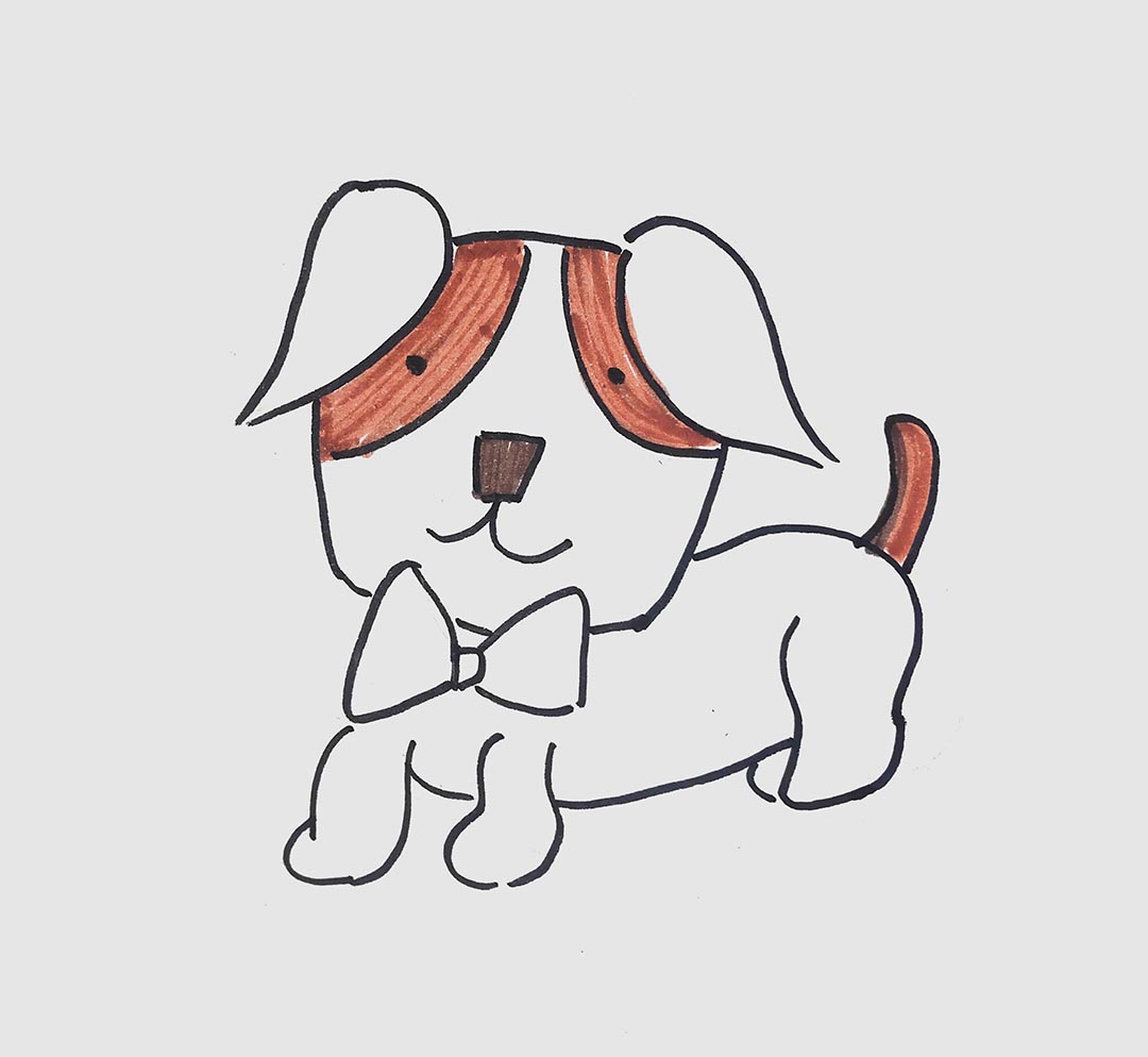 可爱小狗简笔画画法图片步骤（学画画的线上平台） - 有点网 - 好手艺