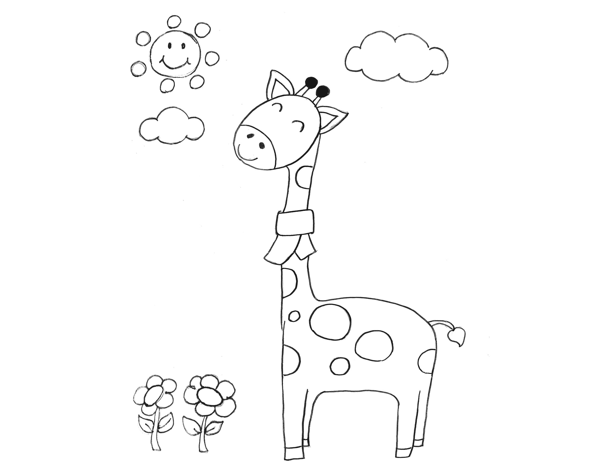 卡通小长颈鹿简笔画画法图片步骤（儿童画河边） - 有点网 - 好手艺