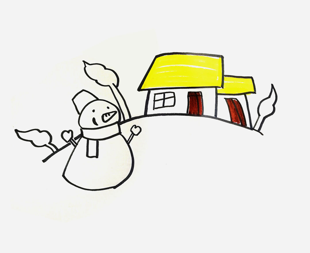 小雪节气房屋雪景插画图片-千库网