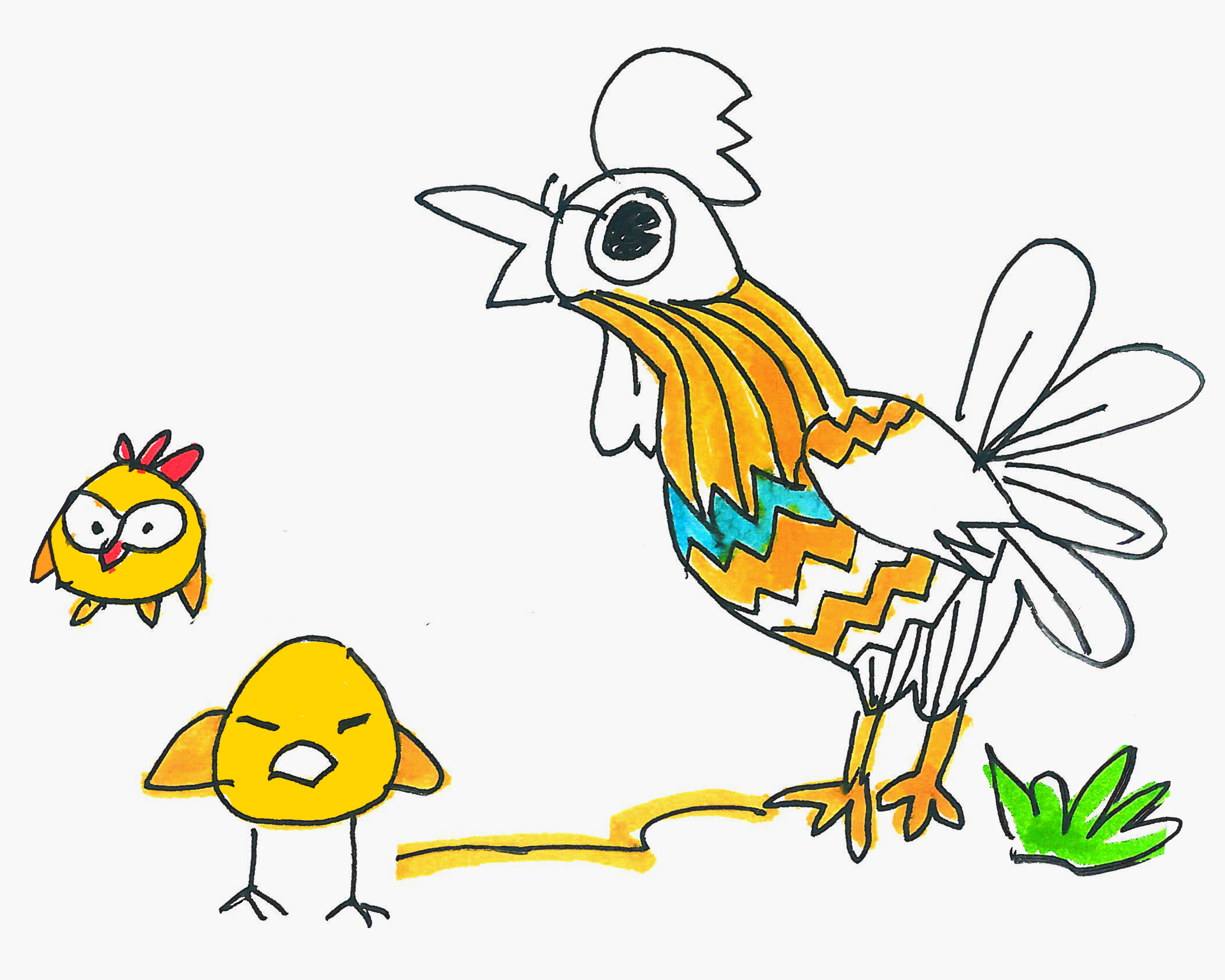 侧身站立小鸡简笔画画法图片步骤（儿童绘画妈妈） - 有点网 - 好手艺