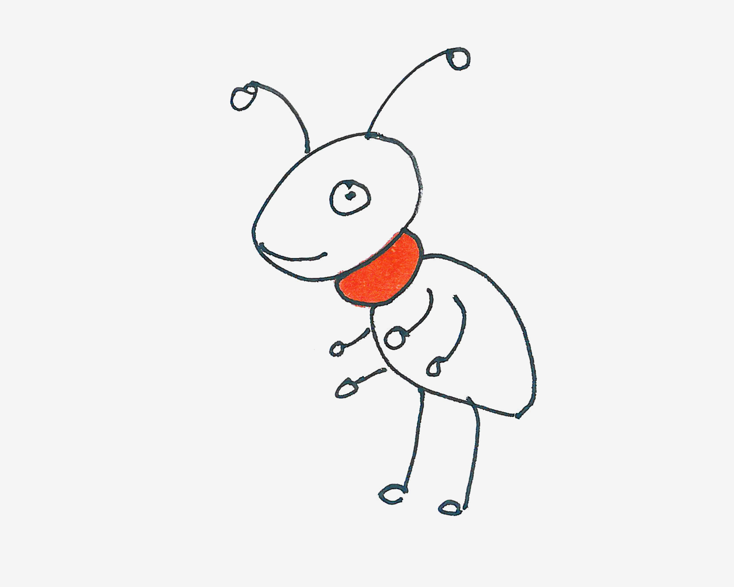 打招呼的小蚂蚁简笔画画法图片步骤（学画画的网络课程） - 有点网 - 好手艺