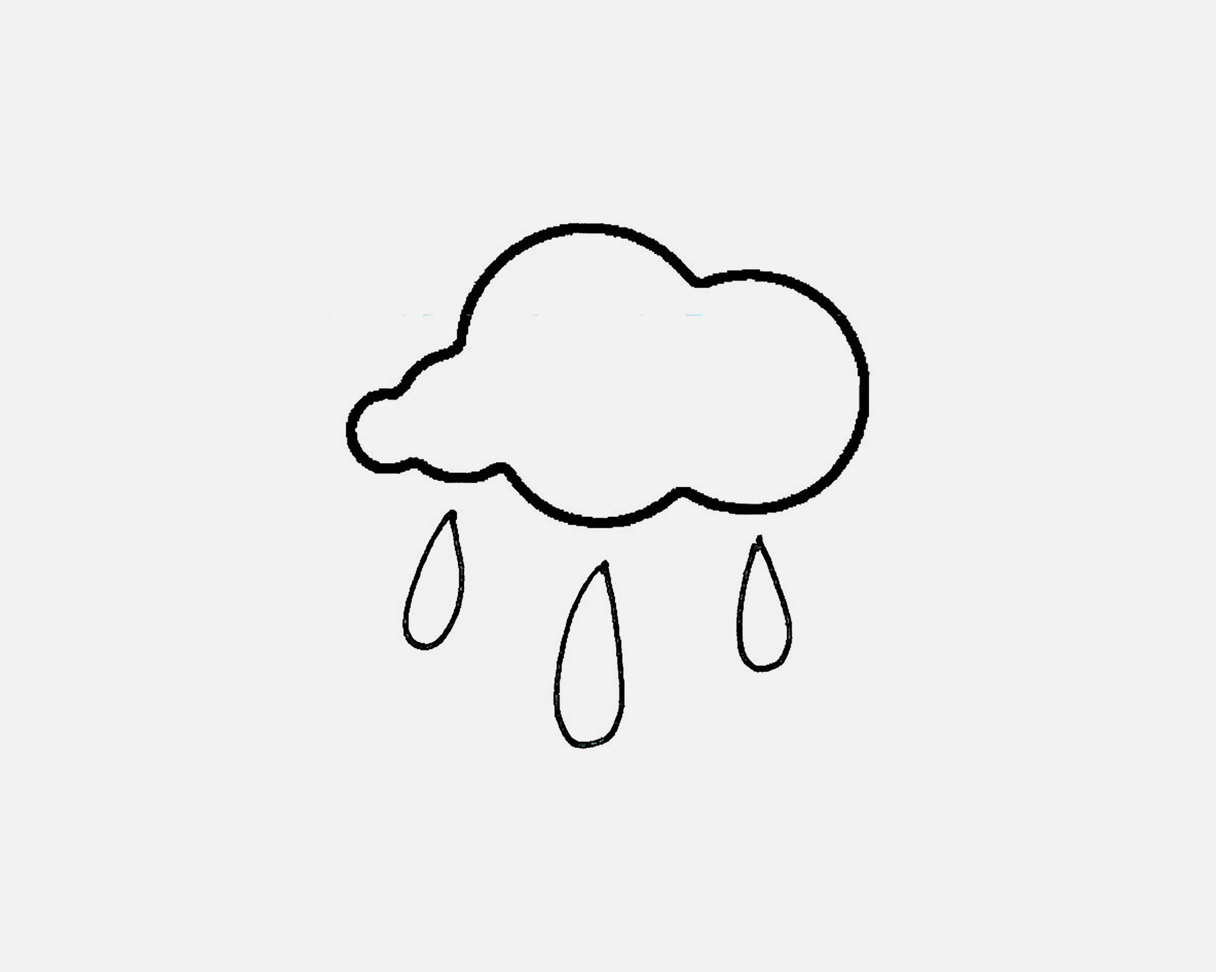 下雨的云朵简笔画画法图片步骤（丹尼索儿童画范画） - 有点网 - 好手艺
