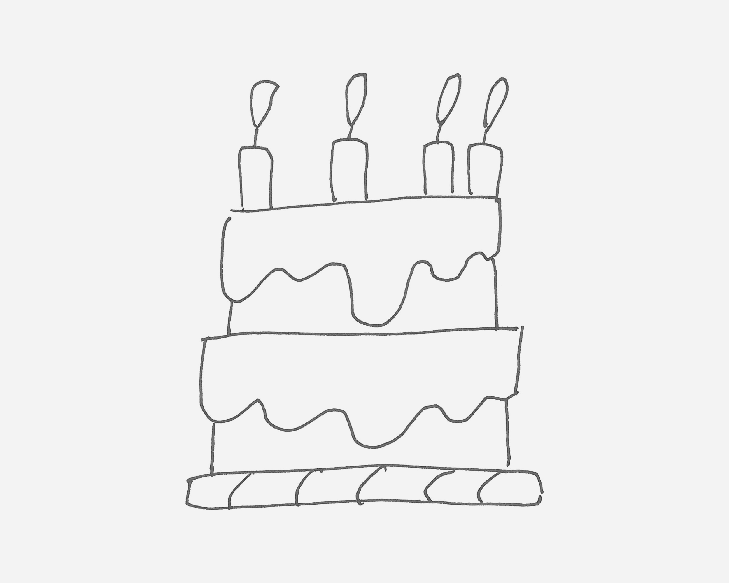 7-9岁简笔画教程 简单蛋糕的画法教程
