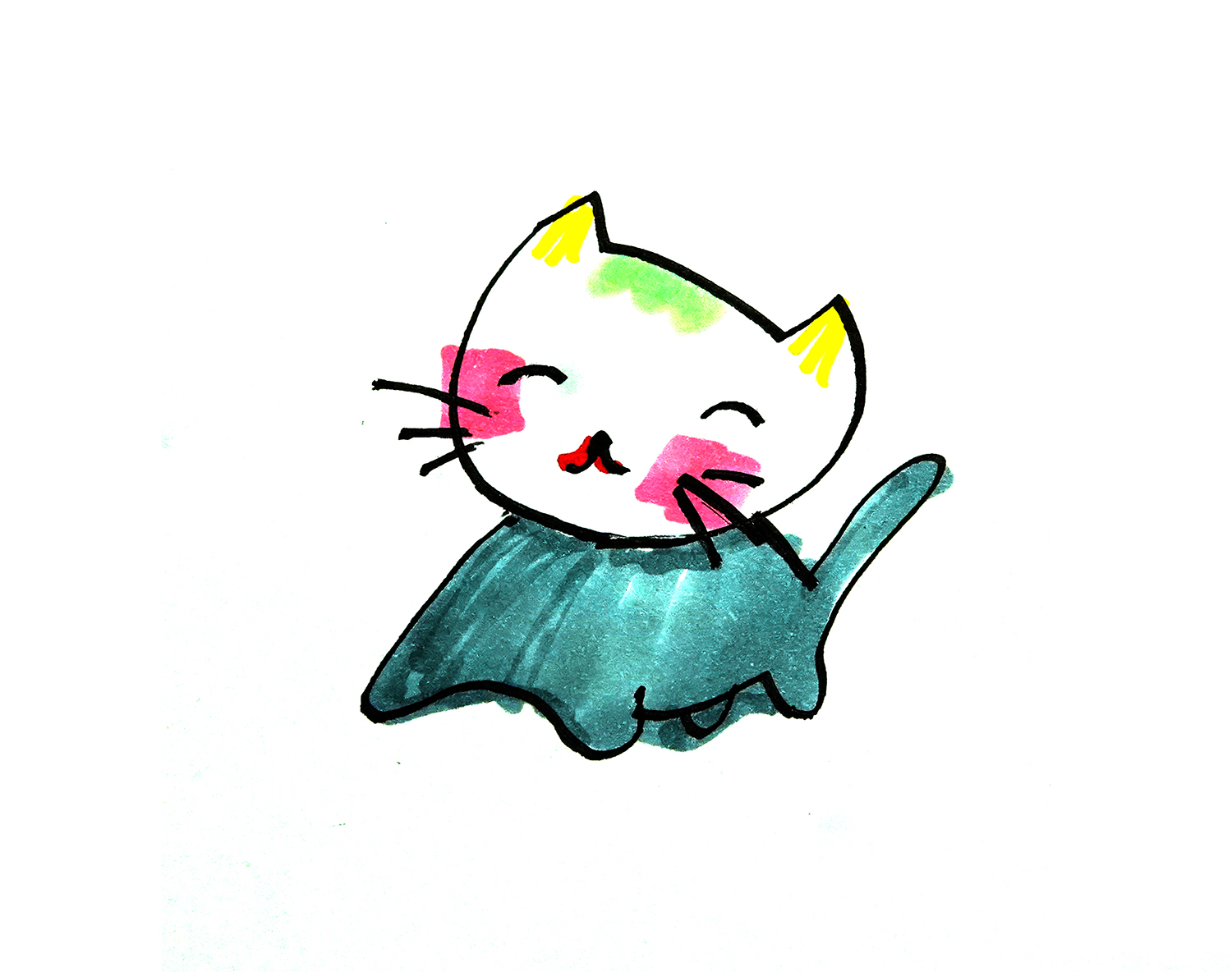 教你画色彩小猫的画法图解  简笔画