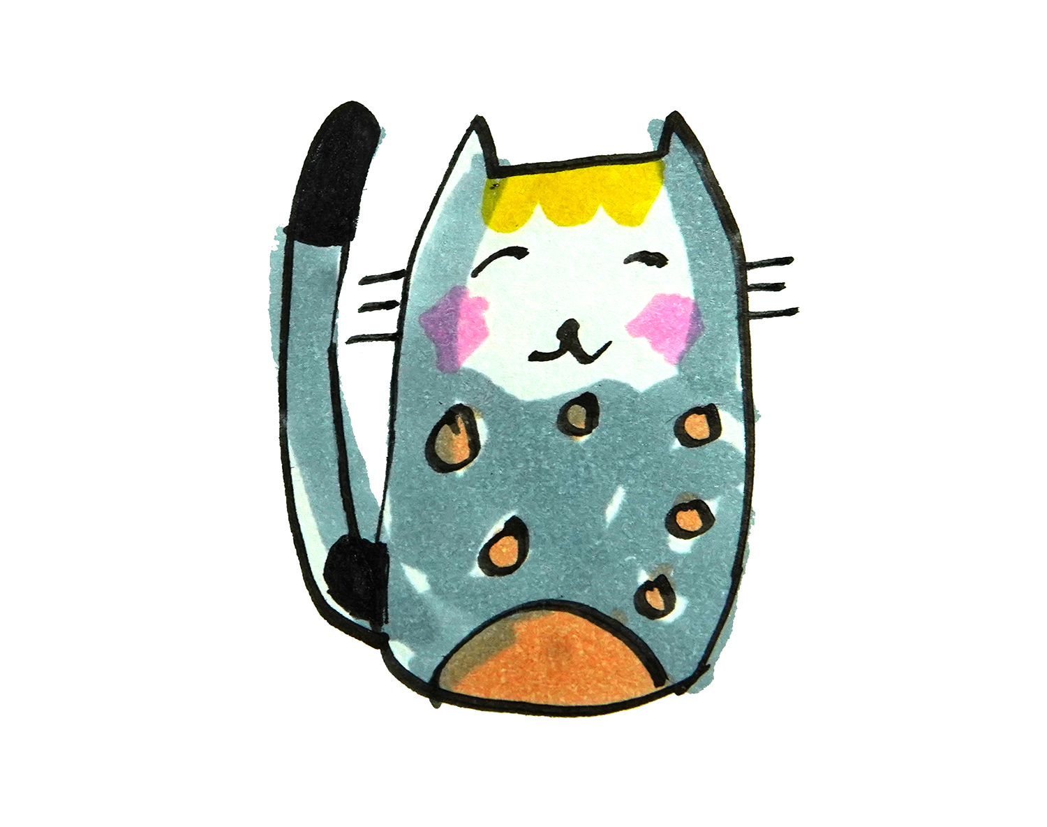 色彩小猫的画法教程  简单漂亮简笔画图片